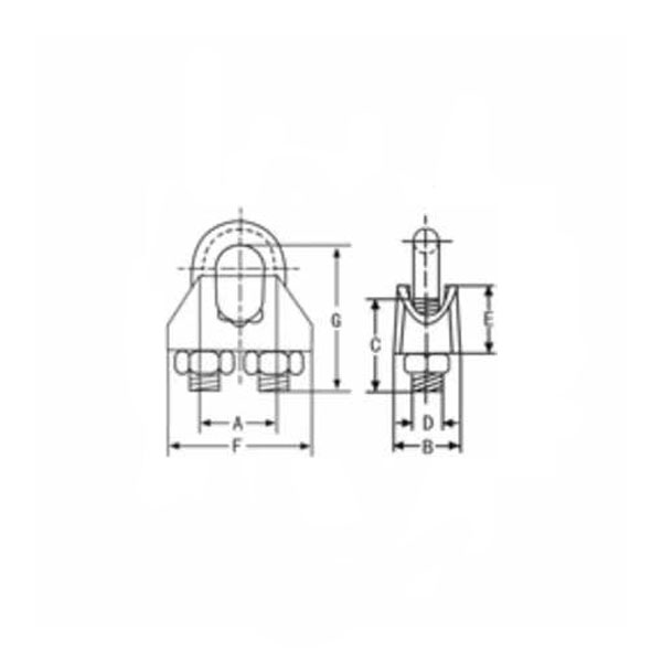 GALVANIZED MALLEABLE WIRE ROPE CLIPS TYPE B